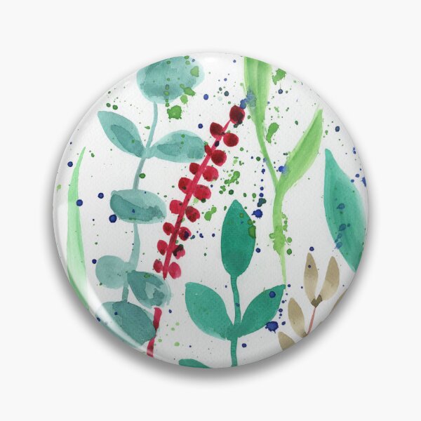 Item preview, Botanical Watercolor Leaves And Branches Red Green Teal II designed and sold by Irina Sztukowski.