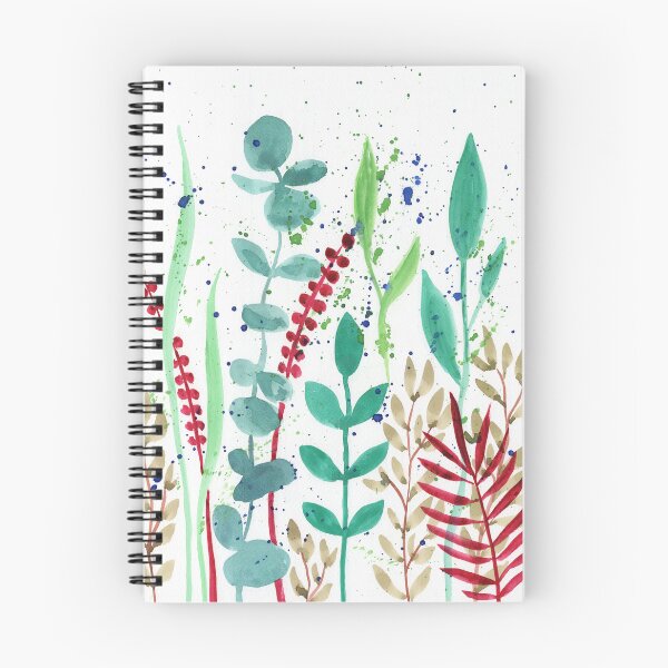 Item preview, Botanical Watercolor Leaves And Branches Red Green Teal II designed and sold by Irina Sztukowski.