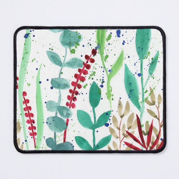 Item preview, Botanical Watercolor Leaves And Branches Red Green Teal II designed and sold by Irina Sztukowski.