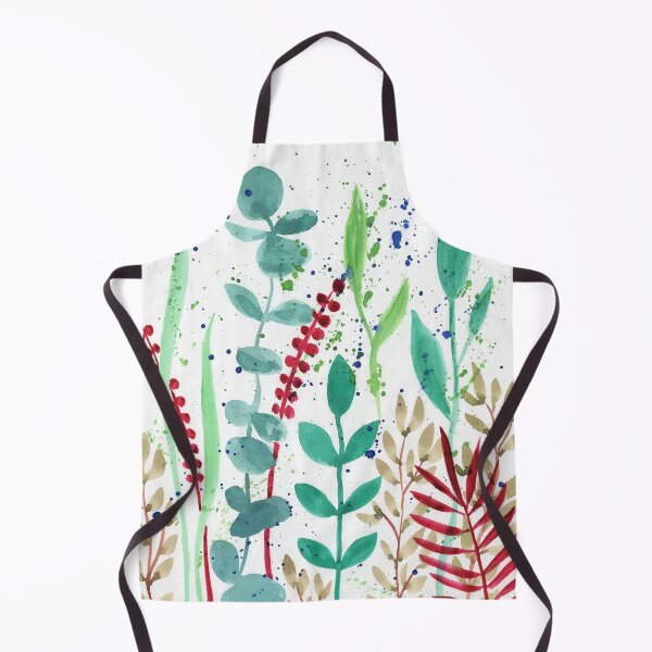 Item preview, Botanical Watercolor Leaves And Branches Red Green Teal II designed and sold by Irina Sztukowski.