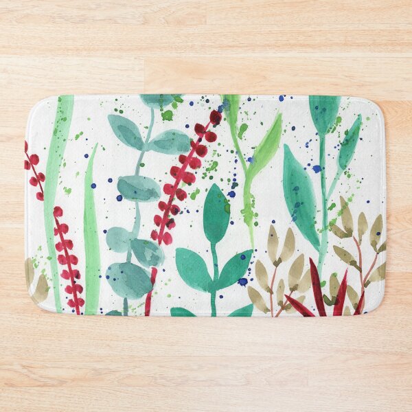 Item preview, Botanical Watercolor Leaves And Branches Red Green Teal II designed and sold by Irina Sztukowski.