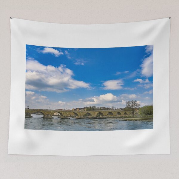 Item preview, Ancient stone bridge over the Danube river, Regensburg, Bavaria, Germany designed and sold by goceris.