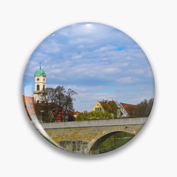 Item preview, Ancient stone bridge over the Danube river, old town Regensburg, Bavaria, Germany designed and sold by goceris.