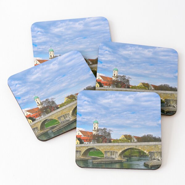 Item preview, Ancient stone bridge over the Danube river, old town Regensburg, Bavaria, Germany designed and sold by goceris.