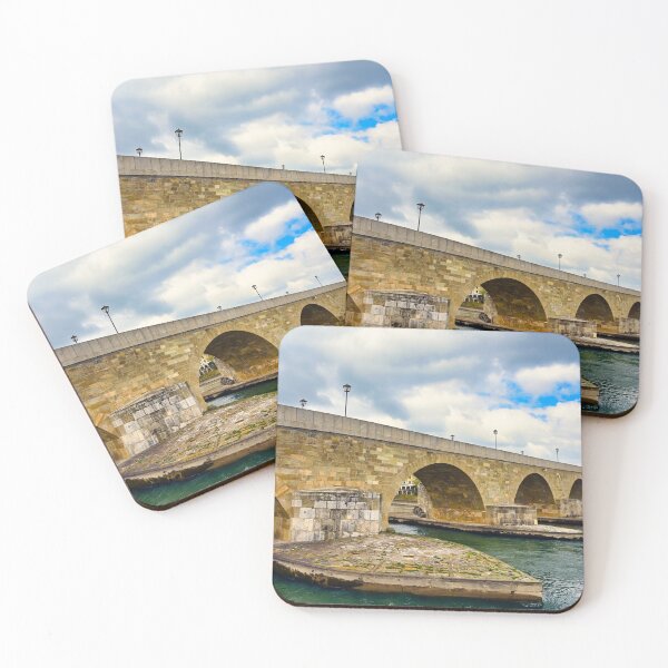 Item preview, Ancient stone bridge over the Danube river in Regensburg, Bavaria, Germany designed and sold by goceris.