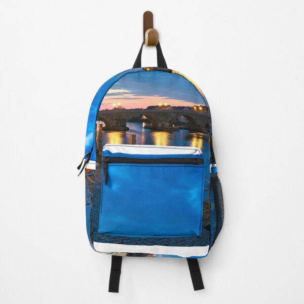 Item preview, Ancient stone bridge over the Danube river at night in Regensburg, Germany designed and sold by goceris.