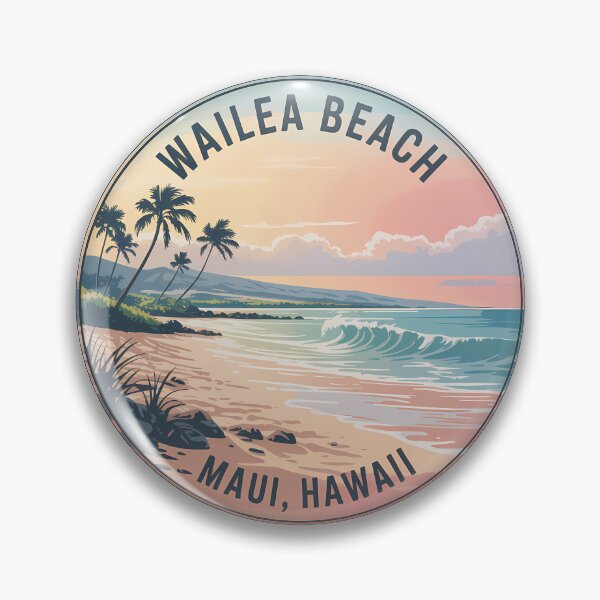 Item preview, Wailea Beach Maui Retro Circle Sticker designed and sold by Horizon Tales.