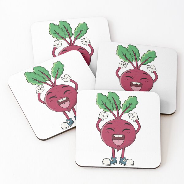 Item preview, Happy beetroot celebrating, retro vintage style, kawaii character designed and sold by MelanyArtz.