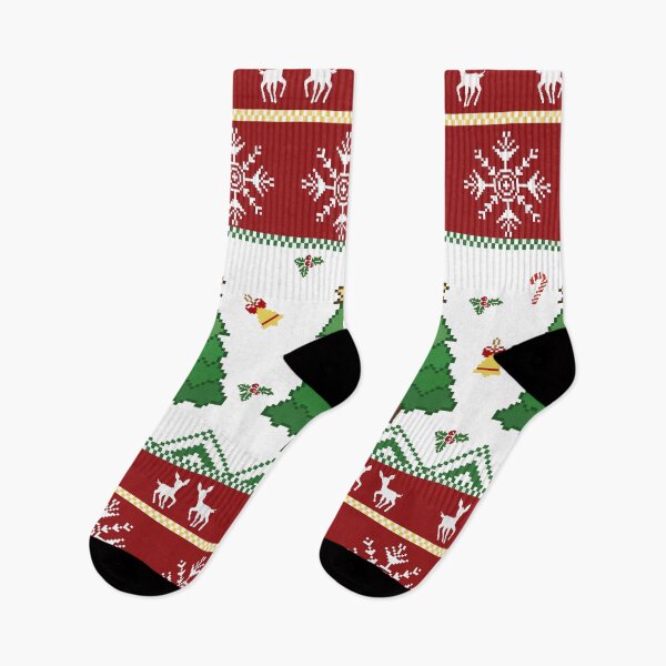 Item preview, Green Red Christmas Tree Pixel Nordic Pattern designed and sold by KiratiTra Designs.