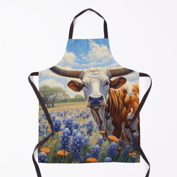 Item preview, Texas Longhorn in Bluebonnets – Rustic Western Art Design designed and sold by PixelExpressStudio.