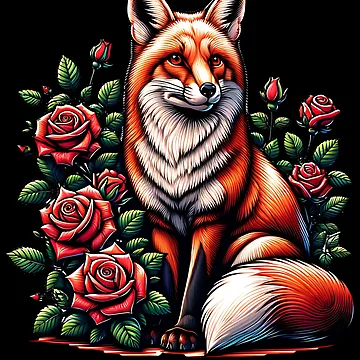 Artwork thumbnail, Fox and Roses by ReneMM