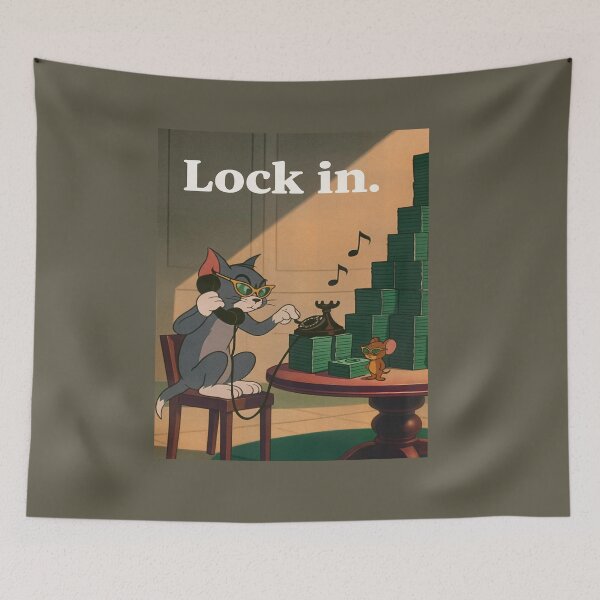 Item preview, Lock In Cartoon Motivation – Money Mindset Art Print designed and sold by SuccessHunters.