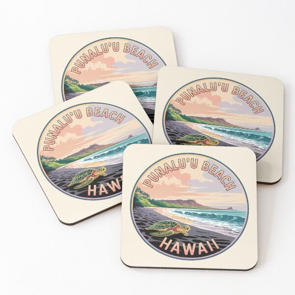 Item preview, Punalu’u Black Sand Beach Hawaii Retro Circle Sticker designed and sold by Horizon Tales.