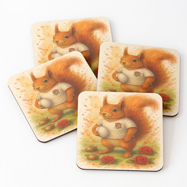 Item preview, Red Rose Rugby Squirrel designed and sold by SecretSquirrellDesigns.