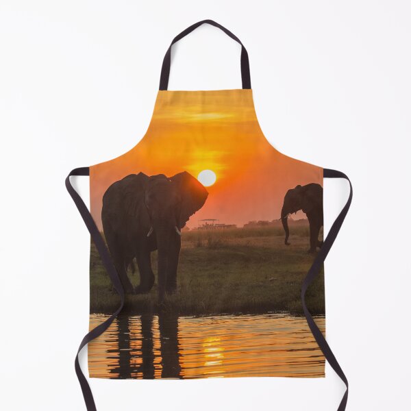 Item preview, Golden Sunset with Elephants by the River designed and sold by DavideAntoniani.