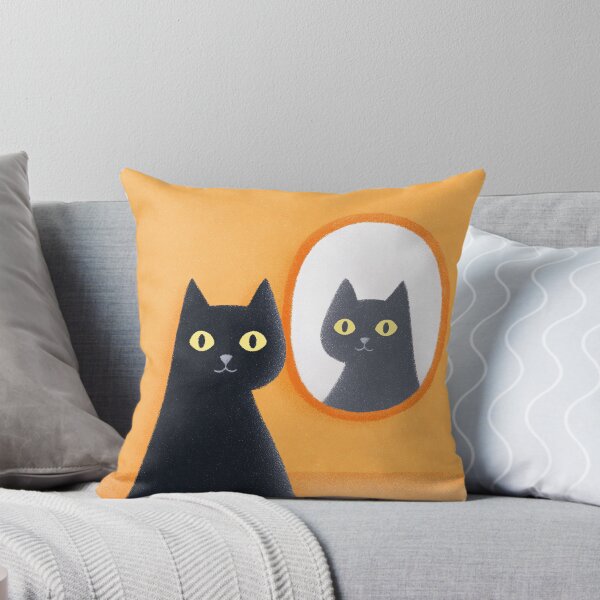 Item preview, A black cat looking into a mirror reflection shows a ghostly designed and sold by weirdcorner.