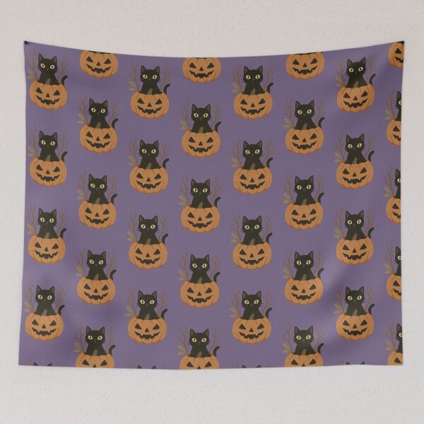 Item preview, Halloween black cat pumpkin fall season designed and sold by sammer-studio.