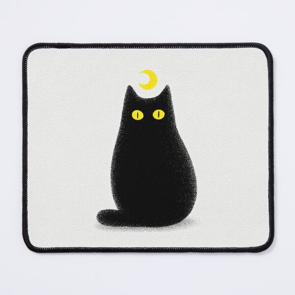 Item preview, A black cat with a crescent moon with glowing yellow eyes designed and sold by weirdcorner.