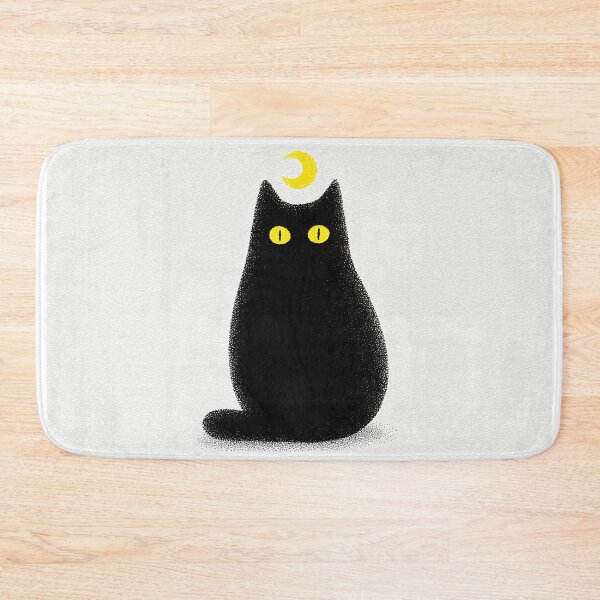 Item preview, A black cat with a crescent moon with glowing yellow eyes designed and sold by weirdcorner.
