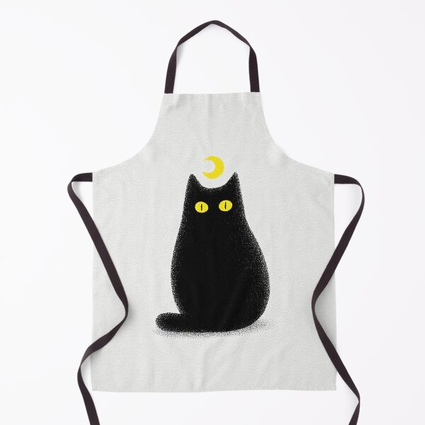 Item preview, A black cat with a crescent moon with glowing yellow eyes designed and sold by weirdcorner.