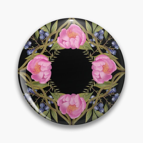 Item preview, Hand drawn illustration on white background. Botanical composition with blueberries, pink peonies and poppies on a white background designed and sold by Grin Katalina Floral Patterns & Cozy Art.