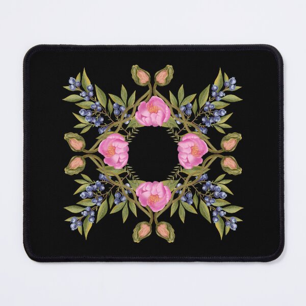 Item preview, Hand drawn illustration on white background. Botanical composition with blueberries, pink peonies and poppies on a white background designed and sold by Grin Katalina Floral Patterns & Cozy Art.