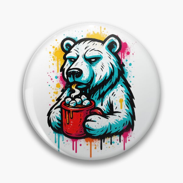 Item preview, Graffiti Polar Bear Drinking Hot Chocolate – Street Art Vibes designed and sold by BoldApparel.