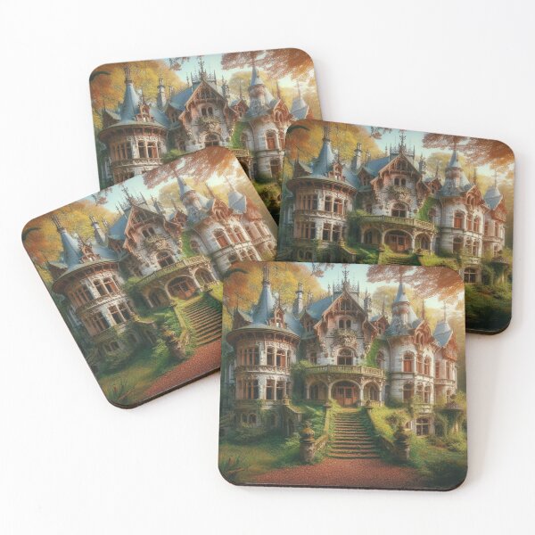 Item preview, Enchanted Gothic mansion in a lush forest with glowing windows and mystical atmosphere designed and sold by FotoworldEdel.