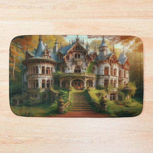 Item preview, Enchanted Gothic mansion in a lush forest with glowing windows and mystical atmosphere designed and sold by FotoworldEdel.