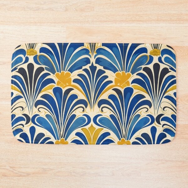 Item preview, Blue Art Deco Luxurious Pattern With Yellow Accents designed and sold by DEC02.