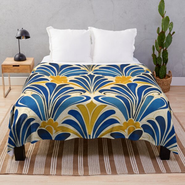 Item preview, Blue Art Deco Luxurious Pattern With Yellow Accents designed and sold by DEC02.
