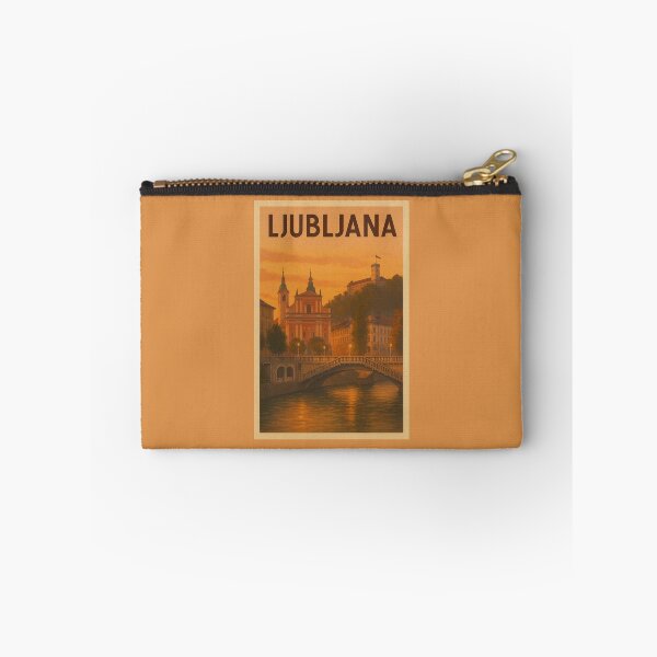 Item preview, Ljubljana Slovenia Travel Art – Triple Bridge and Castle Souvenir Print designed and sold by Annika Shurafa.