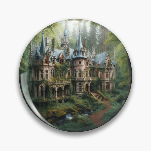 Item preview, Enchanted Gothic mansion in a lush forest with glowing windows and mystical atmosphere designed and sold by FotoworldEdel.