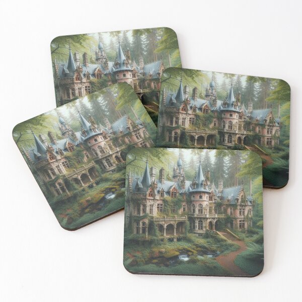 Item preview, Enchanted Gothic mansion in a lush forest with glowing windows and mystical atmosphere designed and sold by FotoworldEdel.