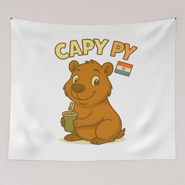Artikelvorschau, Capy PY – Süßes Capybara mit paraguayischer Flagge und Tereré entworfen und verkauft von CapyToon.