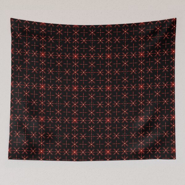 Item preview, red star-like shapes arranged symmetrically on a black background. designed and sold by LSKY Art.