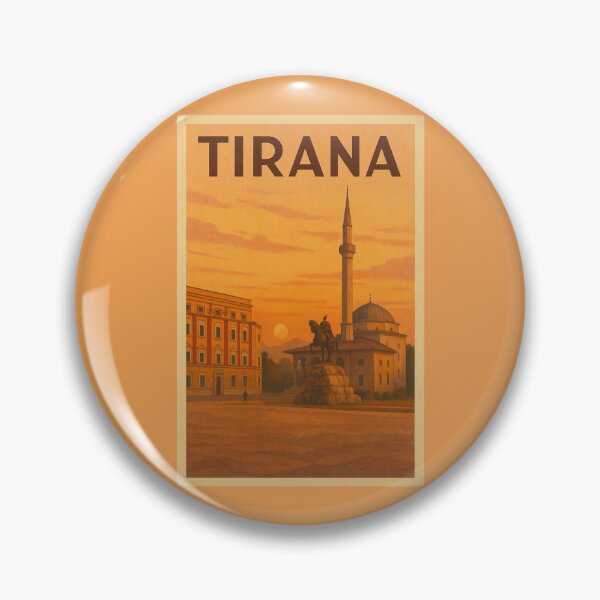 Item preview, Tirana Albania Travel Art – Skanderbeg Square and Et’hem Bey Mosque Souvenir Print designed and sold by Annika Shurafa.
