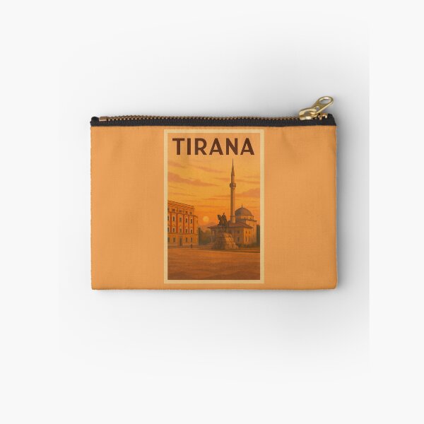 Item preview, Tirana Albania Travel Art – Skanderbeg Square and Et’hem Bey Mosque Souvenir Print designed and sold by Annika Shurafa.