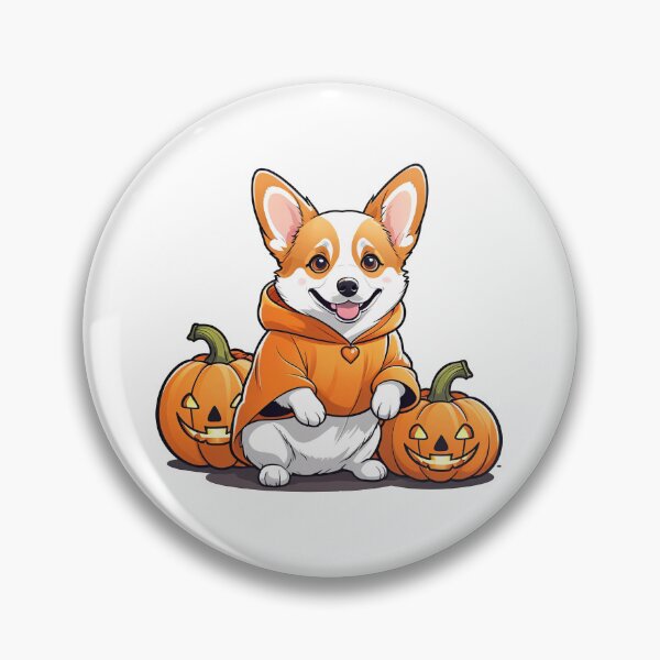 Item preview, Cute Corgi in Pumpkin | Halloween Dog Illustration - Kawaii Fall Cartoon Art designed and sold by RojoyDesigns.