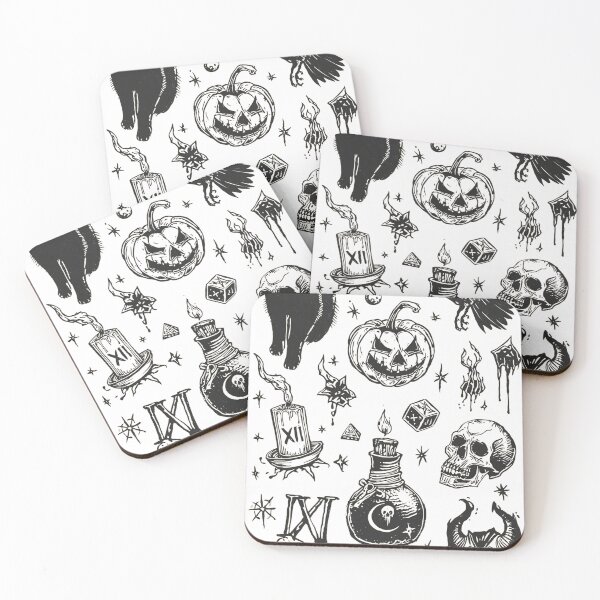 Item preview, Dark Tattoo Flash Sheet – Spooky Halloween Ink Art designed and sold by Jocamedahub.
