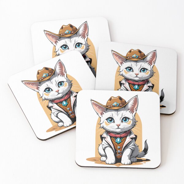 Item preview, Cute Cowboy Cat with Big Blue Eyes | Adorable Western Kitty Illustration designed and sold by RojoyDesigns.