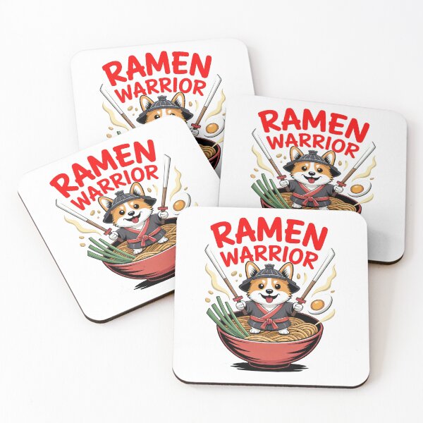 Item preview, Kawaii Corgi Samurai in Ramen Bowl | Cute Japanese Anime Dog Art | Anime-Style Ramen Warrior Illustration designed and sold by RojoyDesigns.