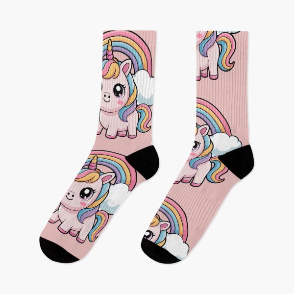 Item preview, Cute Pastel Unicorn with Rainbow and Clouds – “Dream Big” Kawaii Illustration designed and sold by Tidarat-27.