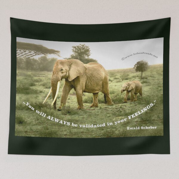 Item preview, Africa Safari, Elephant mother and baby, Quote: You will be confirmed in your feeling designed and sold by Katja LebenFreude.