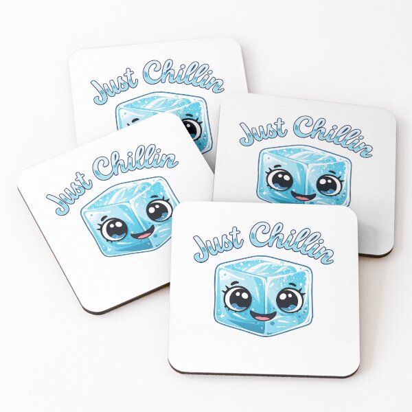 Item preview, Funny Kawaii Ice Cube: "Just Chillin'" Chill Vibes Illustration designed and sold by RojoyDesigns.