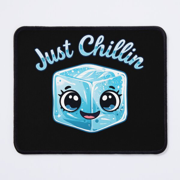 Item preview, Funny Kawaii Ice Cube: "Just Chillin'" Chill Vibes Illustration designed and sold by RojoyDesigns.