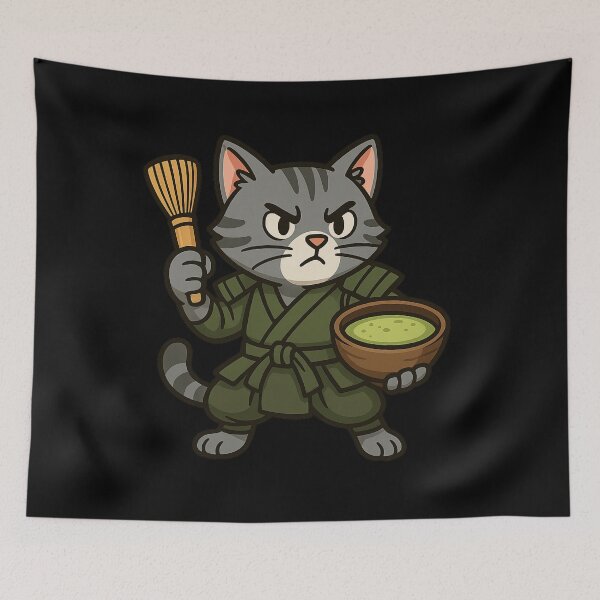 Item preview, Samurai Matcha Cat designed and sold by Prints-by-Olaf.