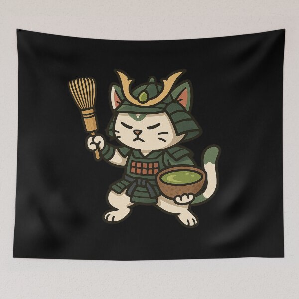 Item preview, Samurai Matcha Cat designed and sold by Prints-by-Olaf.