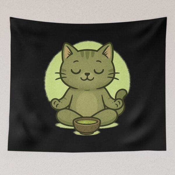 Item preview, Zen Matcha Cat designed and sold by Prints-by-Olaf.
