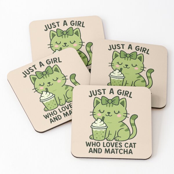 Item preview, Just a Girl Who Loves Cat and Matcha designed and sold by Prints-by-Olaf.